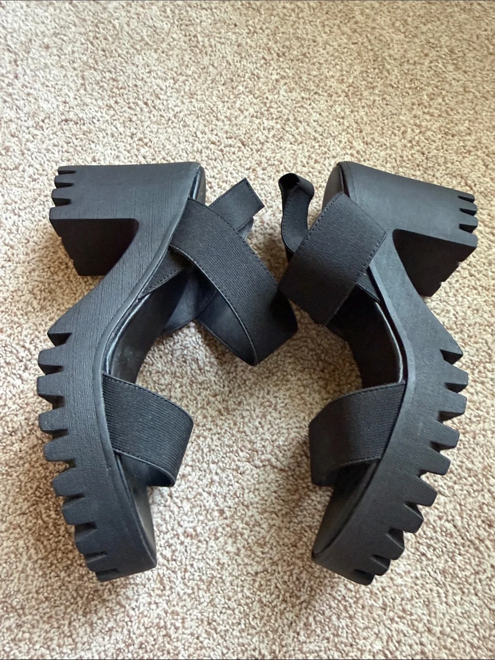 Madden Girl Black Platform Lug Sandals